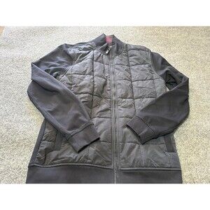 Ted Baker Jacket Mens L Black Quilted Bomber Knit Full Zip Pockets Casual